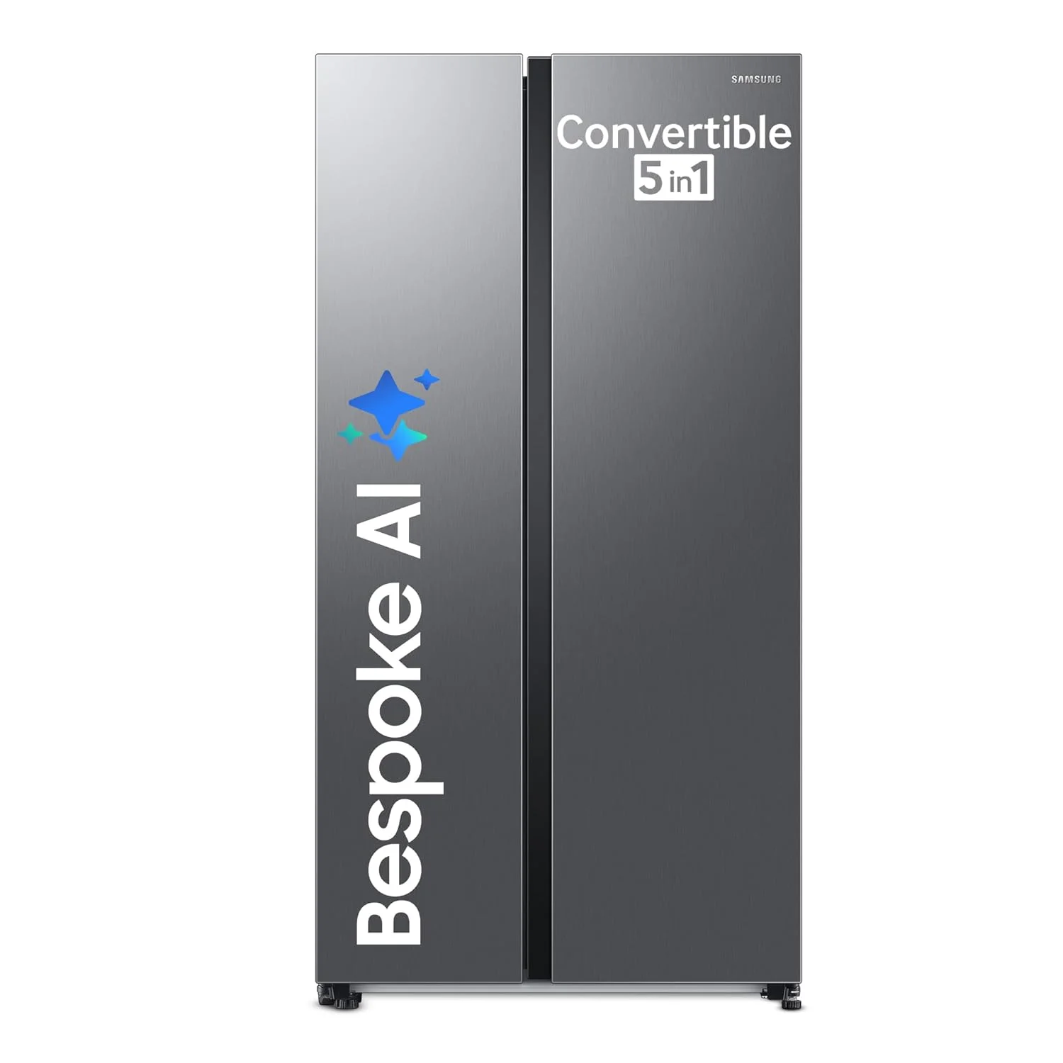 Samsung 653L 3-Star Frost Free Side-by-Side Refrigerator – AI Smart, Convertible 5-in-1, Wi-Fi Enabled (Refined Inox)