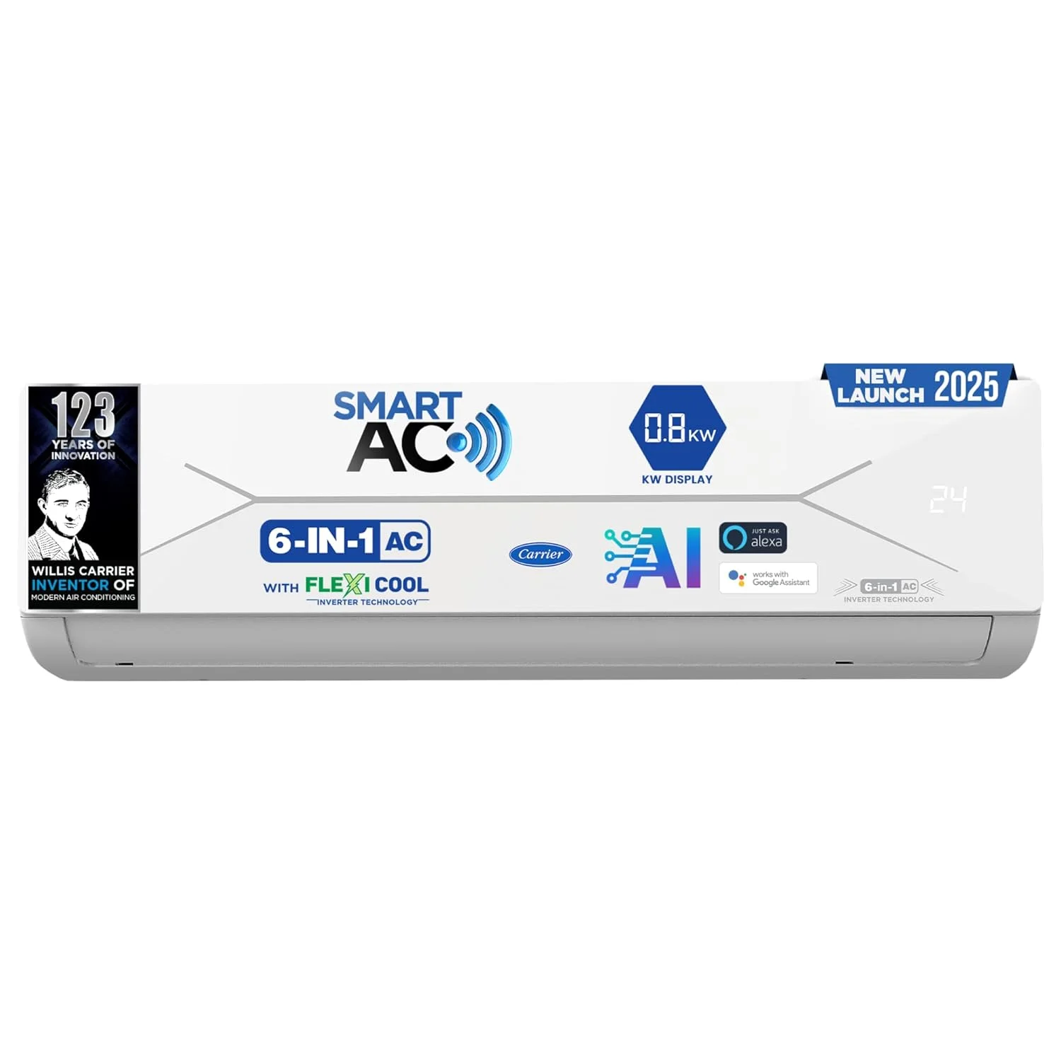 Carrier 1.5 Ton 3 Star Flexicool Inverter Smart AC – Wi-Fi (White)